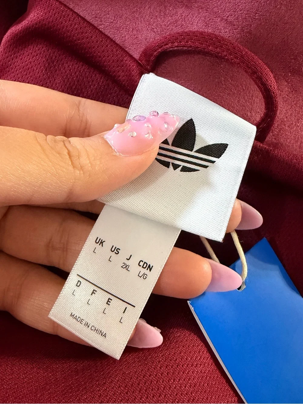 adidas Men's Burgundy Bomber Jacket with Cream Stripes